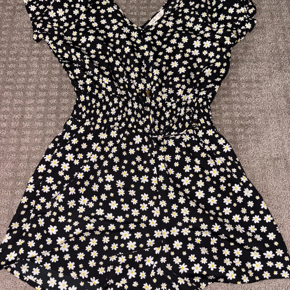 Floral Black and White Kids Dress